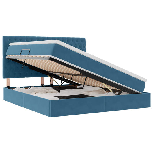 Letto con luci a strisce a LED Blu Scuro 180 x 200 cm Velluto 3372745