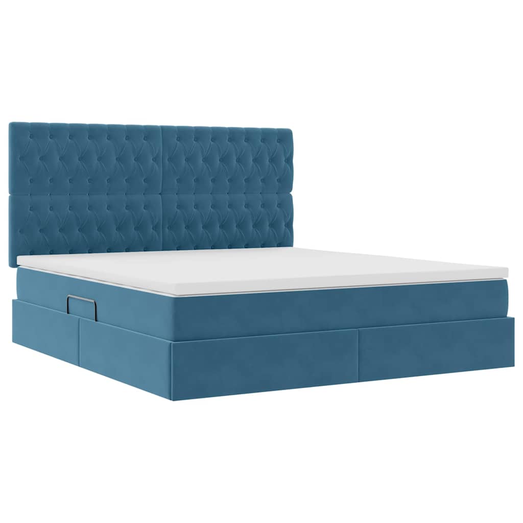 Letto con luci a strisce a LED Blu Scuro 180 x 200 cm Velluto 3372745