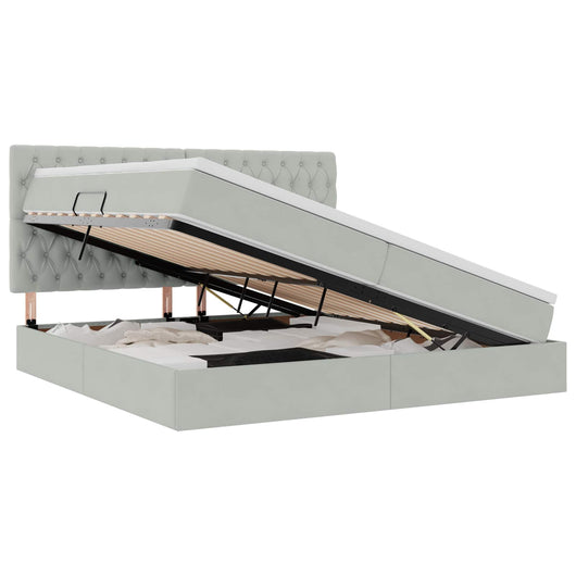 Letto con testiera Grigio chiaro 200 x 200 cm Velluto 3372747