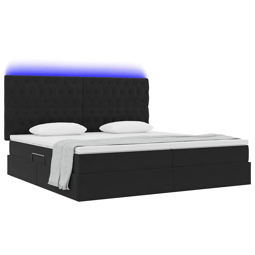 Letto con contenitore e LED con led Nero 200 x 200 cm Velluto 3372749