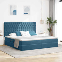 Letto con contenitore e LED Blu Scuro 200 x 200 cm Velluto 3372751