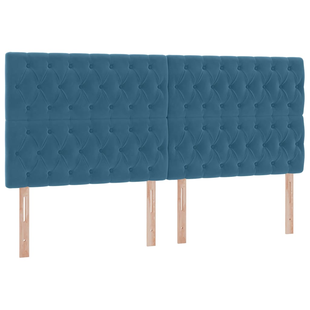 Letto con contenitore e LED Blu Scuro 200 x 200 cm Velluto 3372751