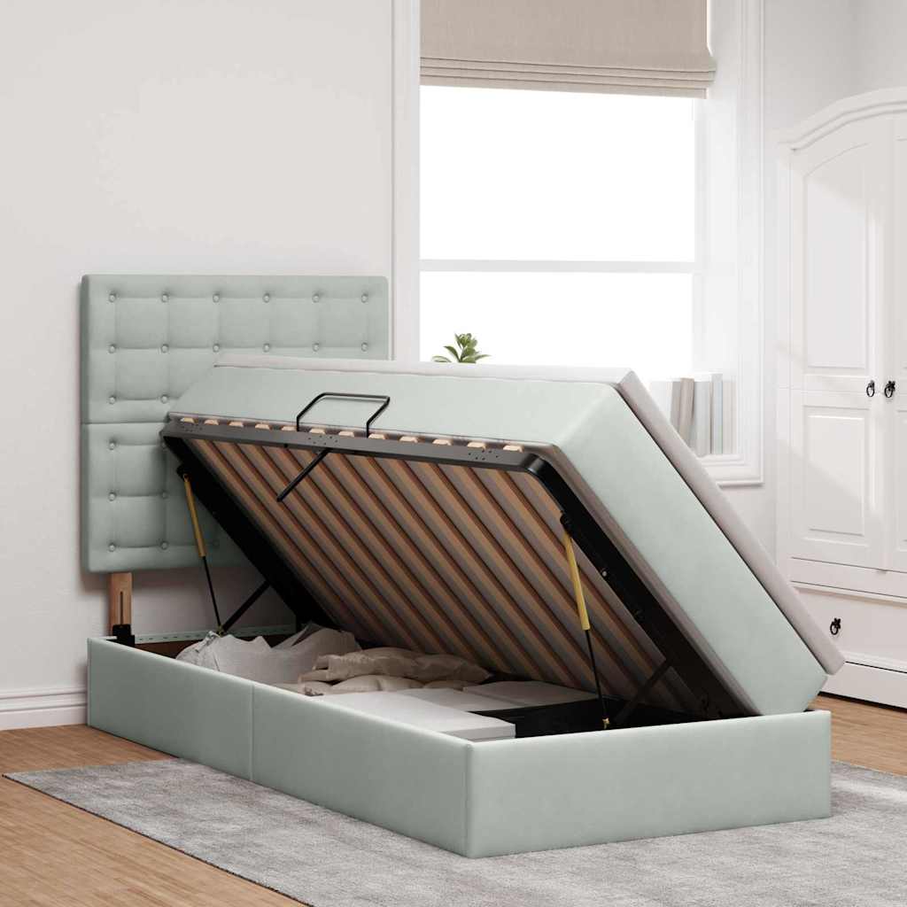 Letto con contenitore e LED Grigio chiaro 90 x 200 cm Velluto 3372759