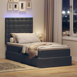 Letto con contenitore e LED Grigio scuro 90 x 200 cm Velluto 3372760