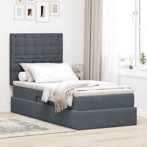 Letto con contenitore e LED Grigio scuro 90 x 200 cm Velluto 3372760
