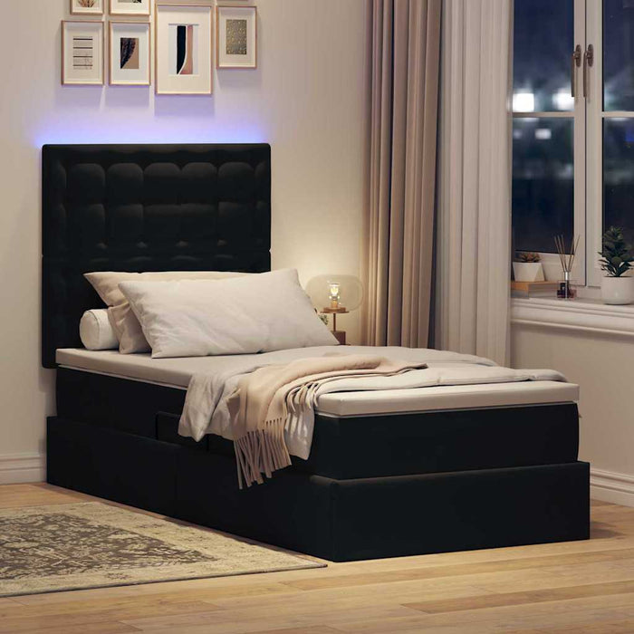 Letto con contenitore e LED con led Nero 100 x 200 cm Velluto 3372767