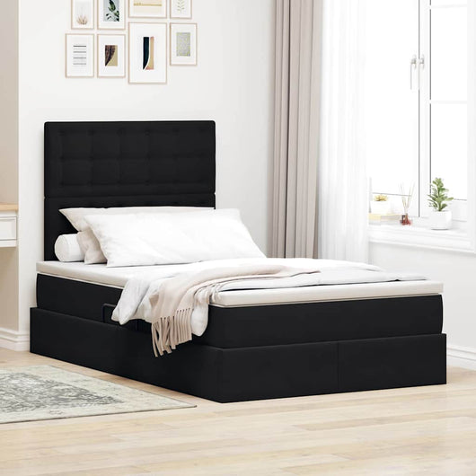 Letto con contenitore e LED Nero 120 x 190 cm Velluto 3372773