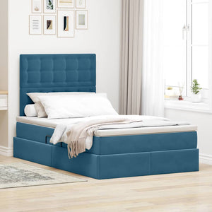 Letto con contenitore e LED Blu 120 x 190 cm Velluto 3372775