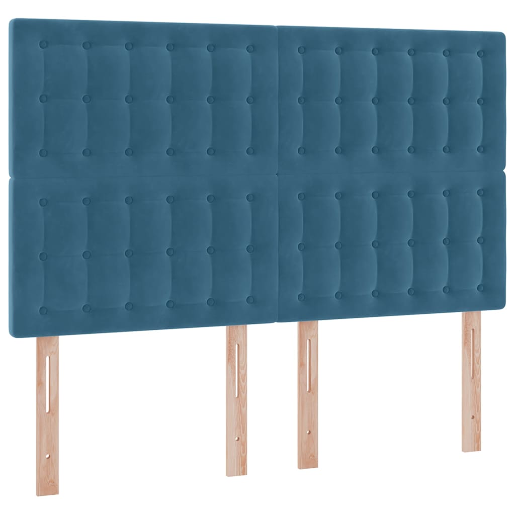 Letto con luci a strisce a LED Blu Scuro 140 x 190 cm Velluto 3372787