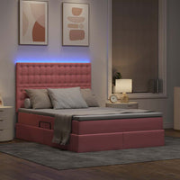Letto con luci a strisce a LED Rosa 140 x 190 cm Velluto 3372788
