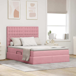 Letto con luci a strisce a LED Rosa 140 x 190 cm Velluto 3372788