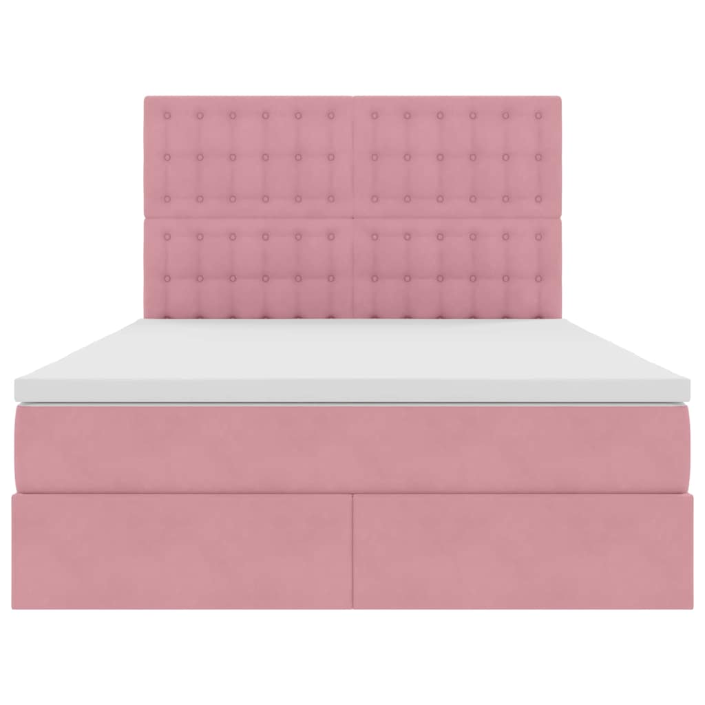 Letto con luci a strisce a LED Rosa 140 x 190 cm Velluto 3372788