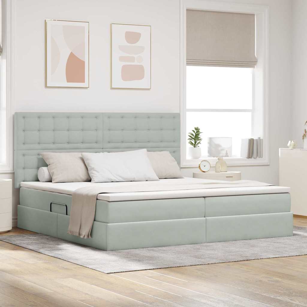 Letto con testiera Grigio chiaro 200 x 200 cm Velluto 3372807