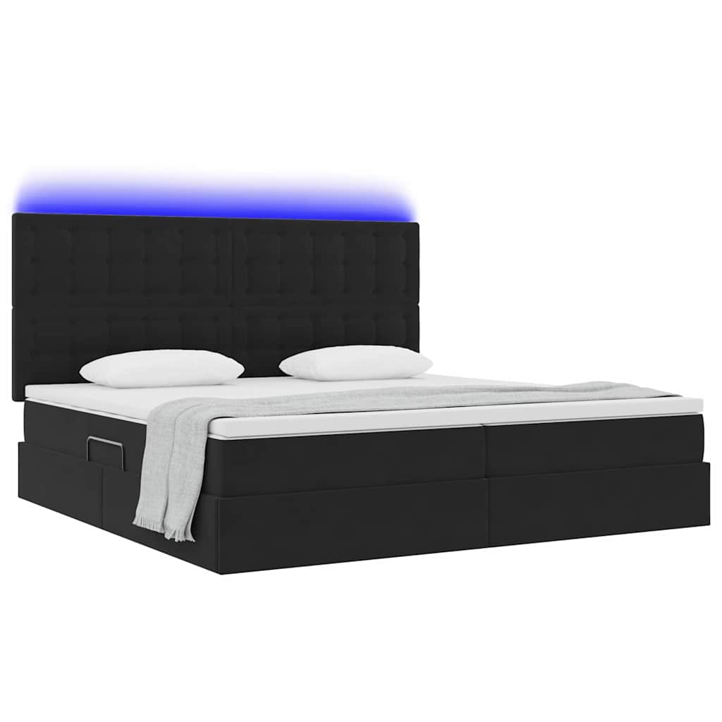 Letto con contenitore e LED con led Nero 200 x 200 cm Velluto 3372809
