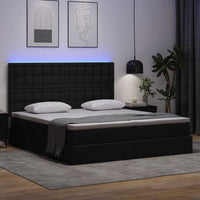 Letto con luci a strisce a LED Nero 200 x 200 cm PVC 3372817