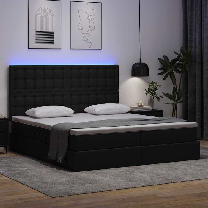 Letto con luci a strisce a LED Nero 200 x 200 cm PVC 3372817