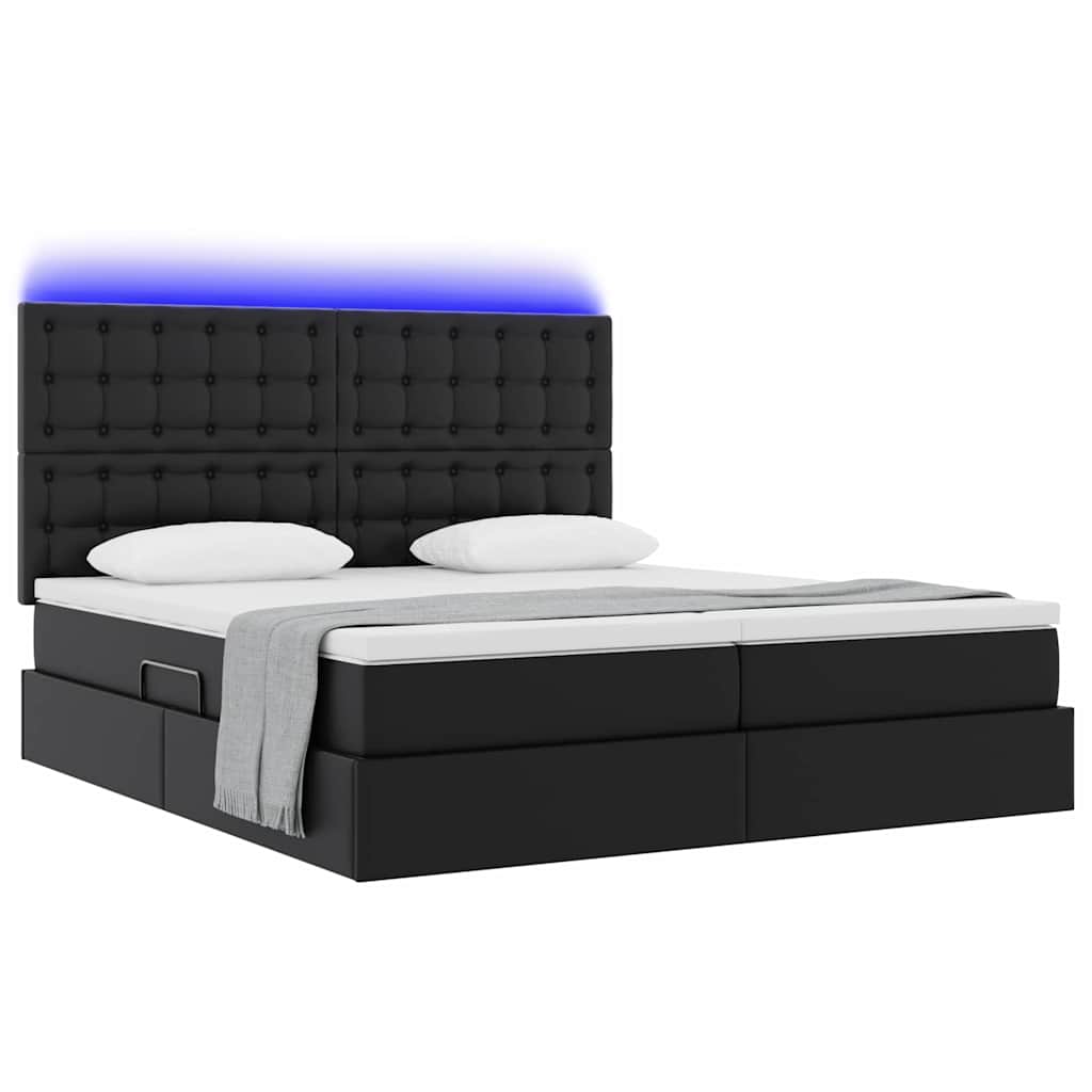 Letto con luci a strisce a LED Nero 200 x 200 cm PVC 3372817