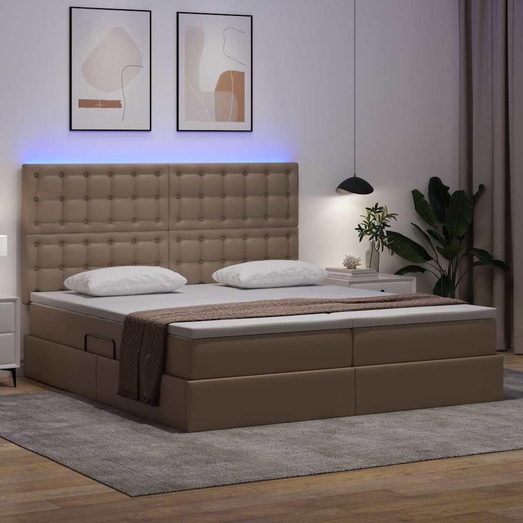 Letto con luci a strisce a LED Cappuccino 200 x 200 cm PVC 3372820