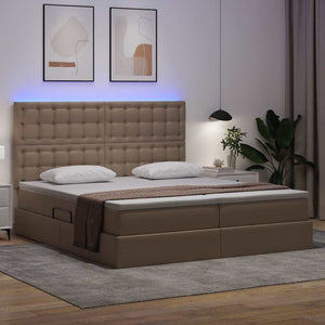 Letto con luci a strisce a LED Cappuccino 200 x 200 cm PVC 3372820