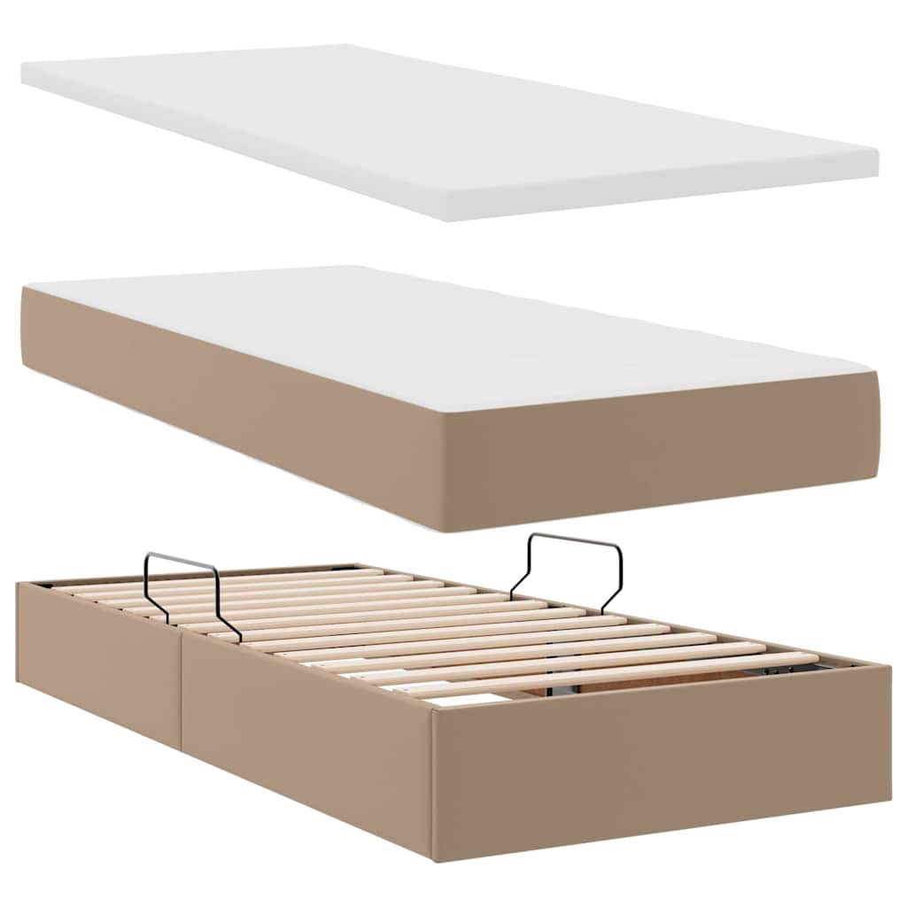 Letto con luci a strisce a LED Cappuccino 200 x 200 cm PVC 3372820