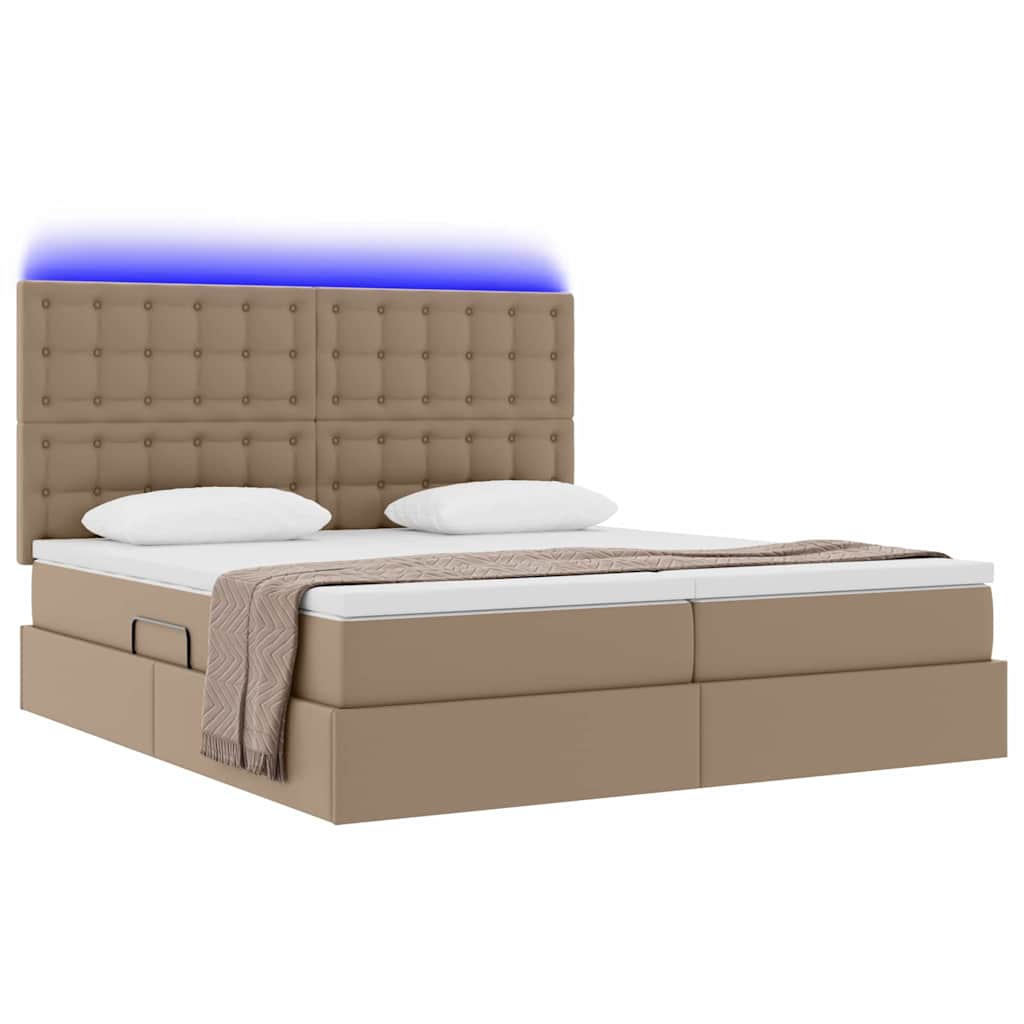 Letto con luci a strisce a LED Cappuccino 200 x 200 cm PVC 3372820