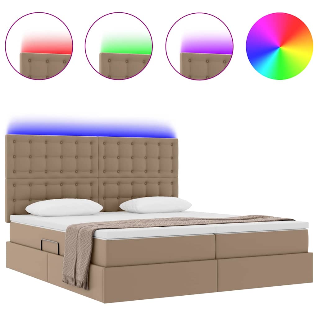 Letto con luci a strisce a LED Cappuccino 200 x 200 cm PVC 3372820