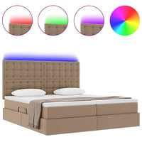 Letto con luci a strisce a LED Cappuccino 200 x 200 cm PVC 3372820