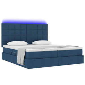 Letto con luci a strisce a LED Blu 180 x 200 cm Tessuto 3372838