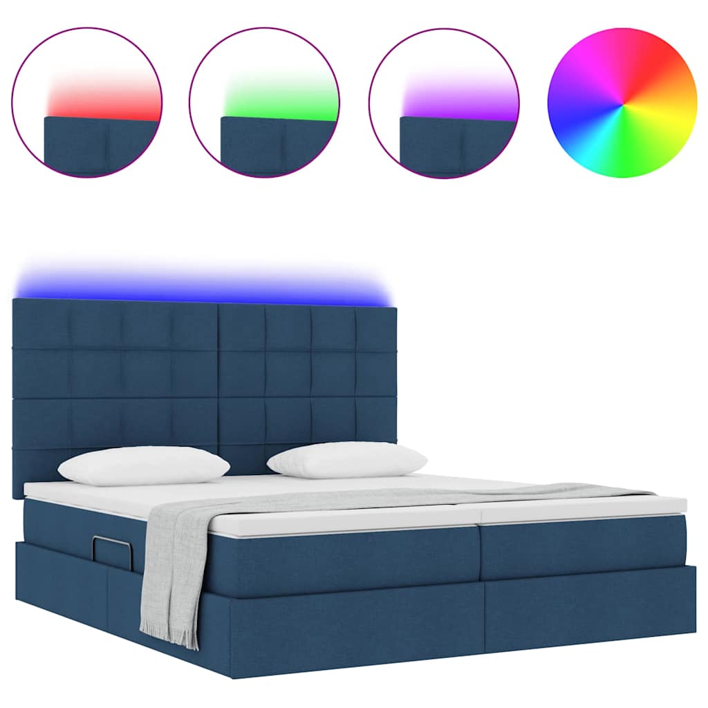 Letto con luci a strisce a LED Blu 180 x 200 cm Tessuto 3372838