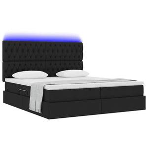 Letto con luci a strisce a LED Nero 200 x 200 cm Tessuto 3372853