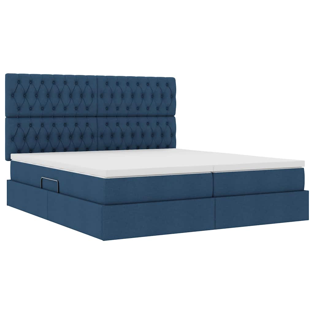 Letto con luci a strisce a LED Blu 200 x 200 cm Tessuto 3372856