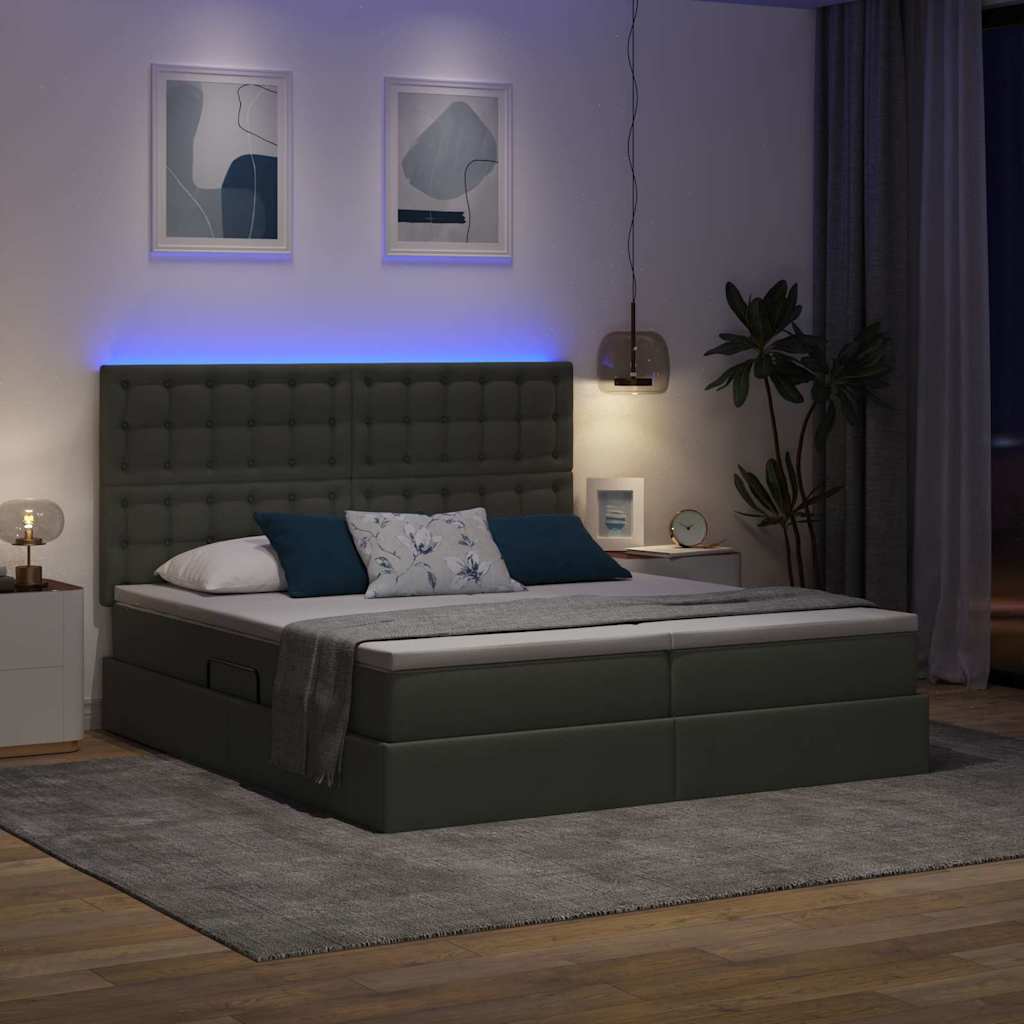 Letto con testiera Grigio scuro 200 x 200 cm Tessuto 3372864