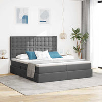 Letto con testiera Grigio scuro 200 x 200 cm Tessuto 3372864
