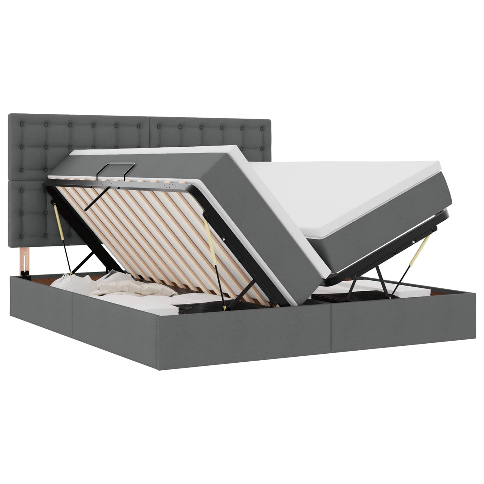 Letto con testiera Grigio scuro 200 x 200 cm Tessuto 3372864