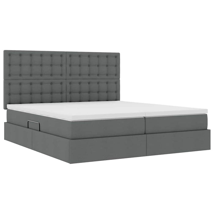 Letto con testiera Grigio scuro 200 x 200 cm Tessuto 3372864