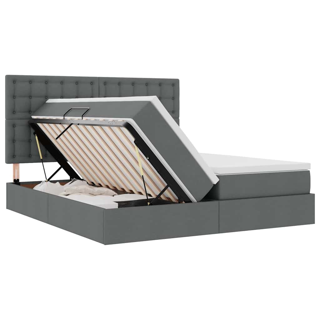 Letto con testiera Grigio scuro 200 x 200 cm Tessuto 3372864