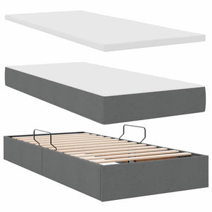 Letto con testiera Grigio scuro 200 x 200 cm Tessuto 3372864