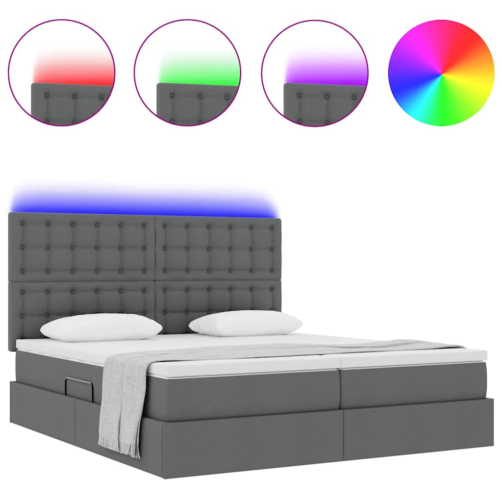 Letto con testiera Grigio scuro 200 x 200 cm Tessuto 3372864