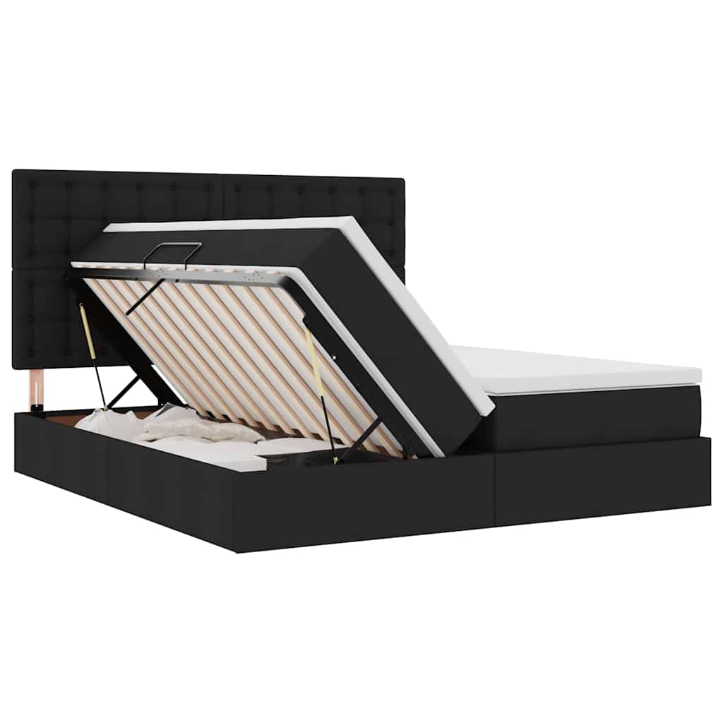 Letto con luci a strisce a LED Nero 200 x 200 cm Tessuto 3372865