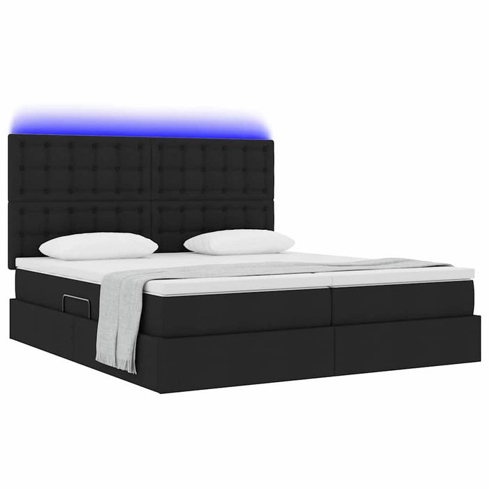 Letto con luci a strisce a LED Nero 200 x 200 cm Tessuto 3372865