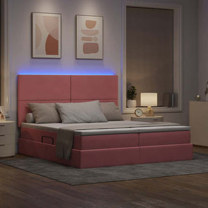 Letto con luci a strisce a LED Rosa 180 x 200 cm Velluto 3372874