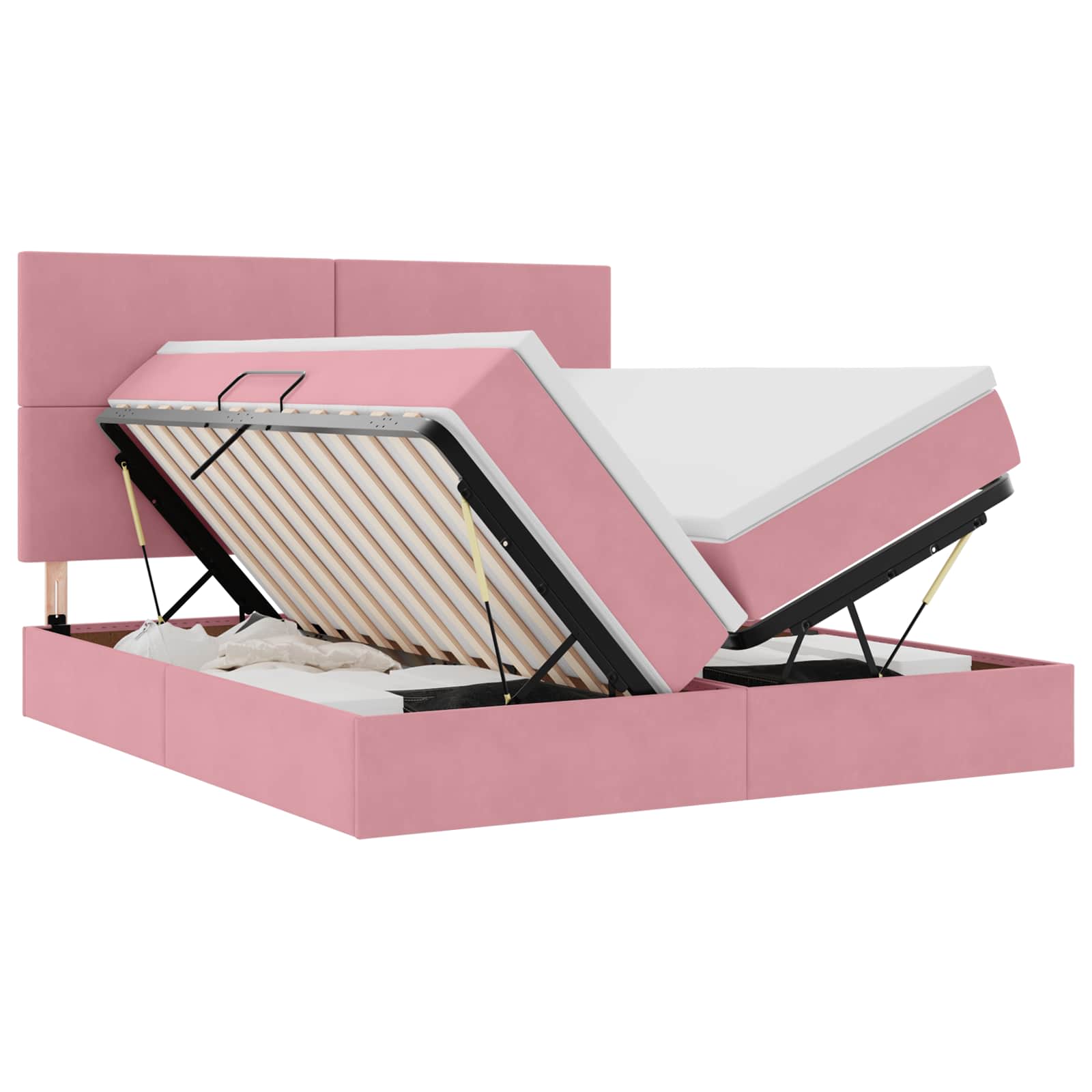 Letto con luci a strisce a LED Rosa 180 x 200 cm Velluto 3372874