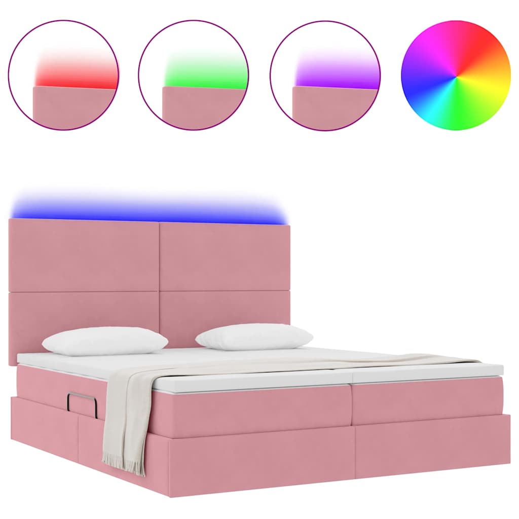Letto con luci a strisce a LED Rosa 180 x 200 cm Velluto 3372874