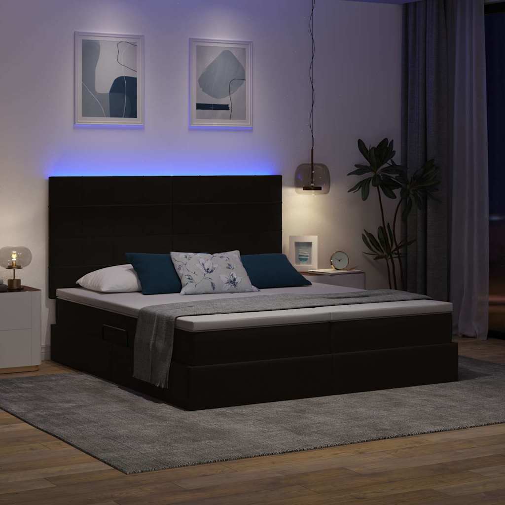 Letto con luci a strisce a LED Nero 180 x 200 cm Velluto 3372883