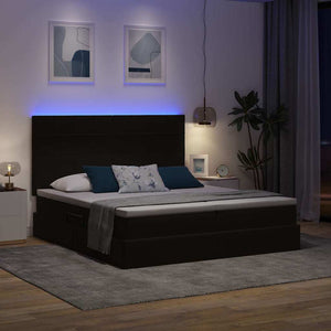 Letto con luci a strisce a LED Nero 180 x 200 cm Velluto 3372883