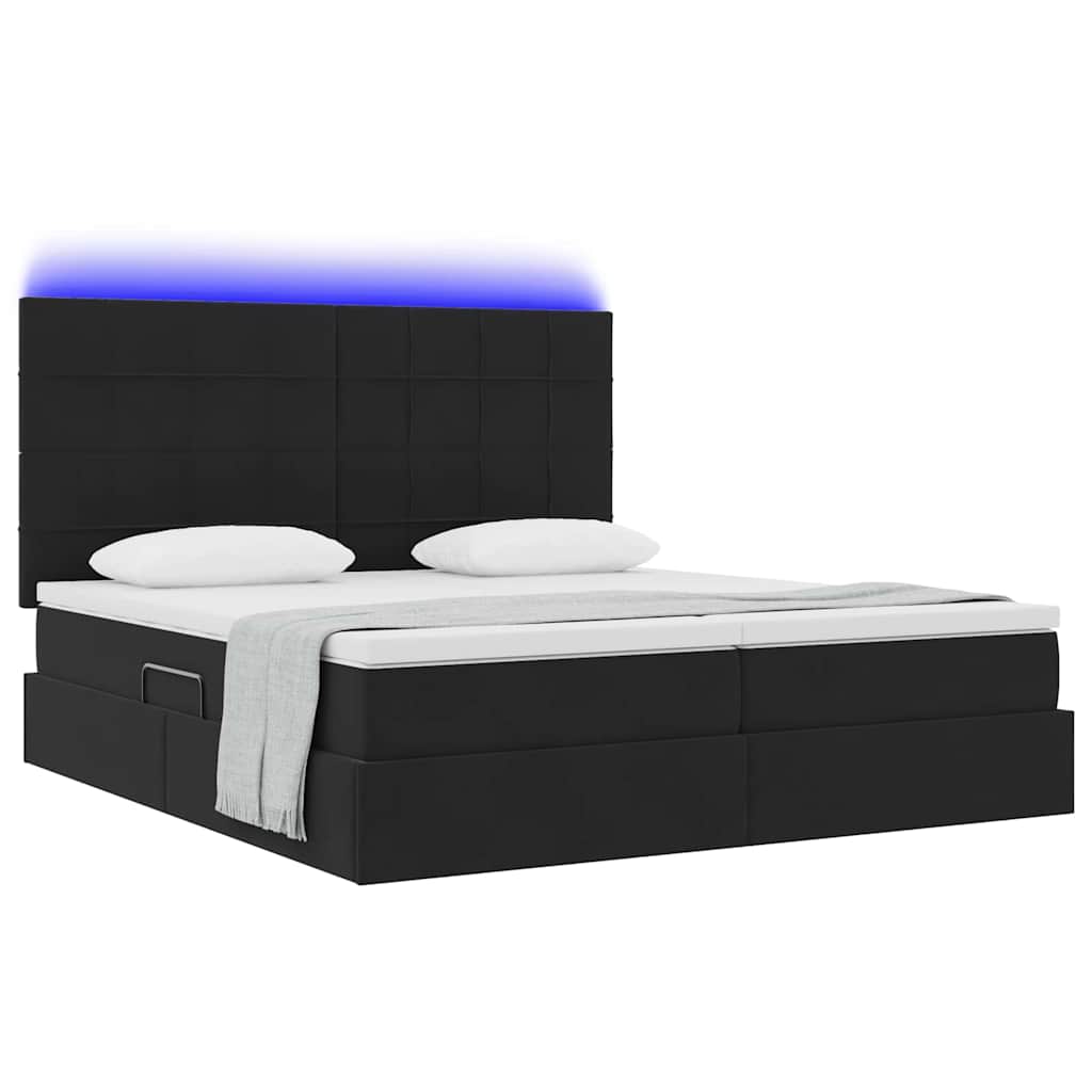 Letto con luci a strisce a LED Nero 180 x 200 cm Velluto 3372883