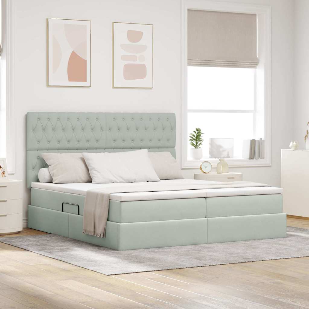 Letto con testiera Grigio chiaro 180 x 200 cm Velluto 3372893