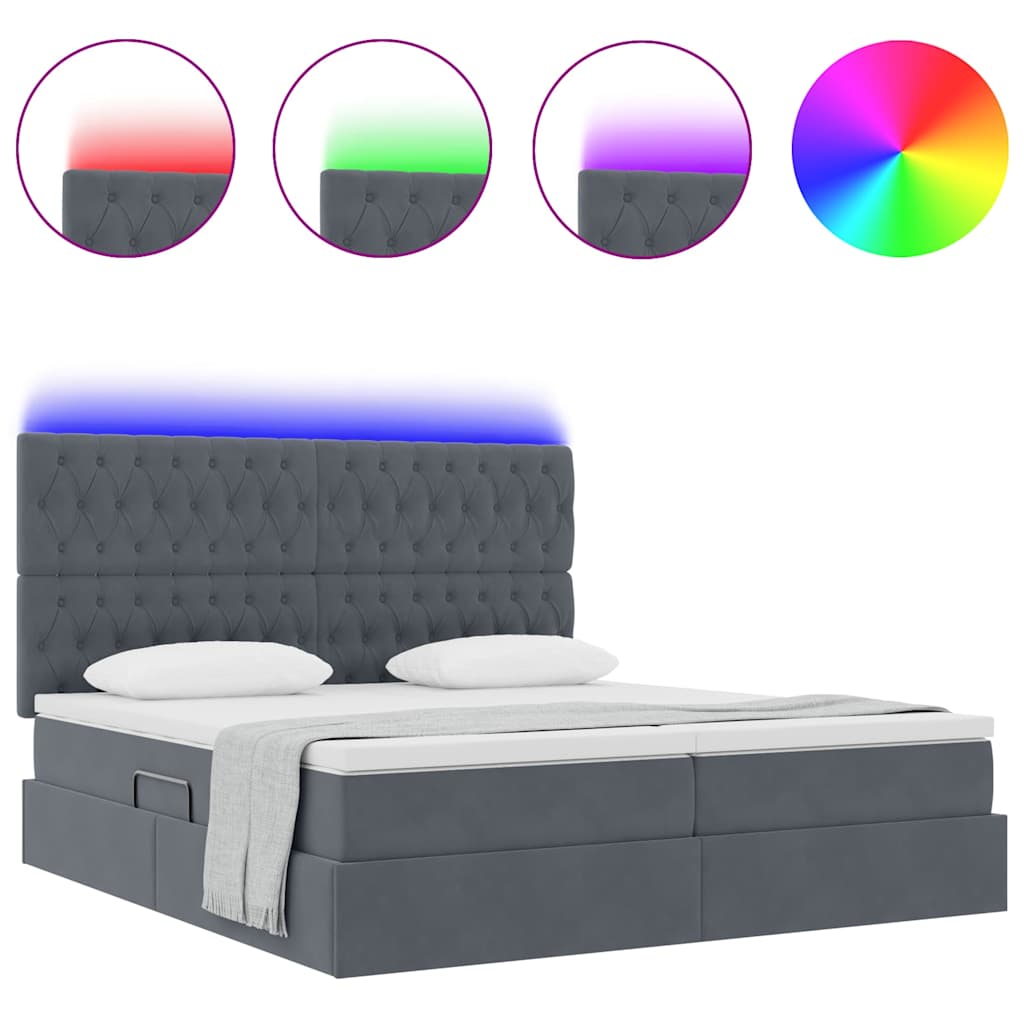 Letto con testiera Grigio scuro 180 x 200 cm Velluto 3372894