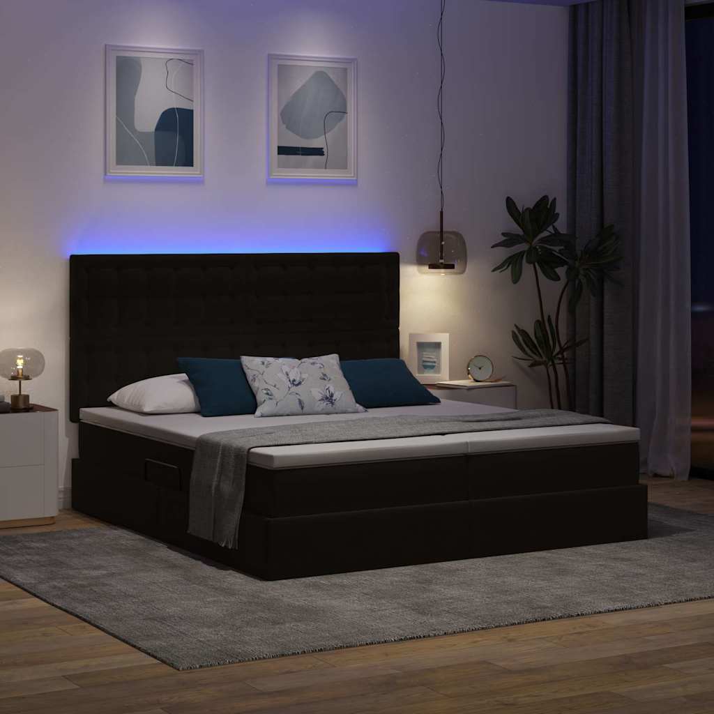Letto con luci a strisce a LED Nero 180 x 200 cm Velluto 3372907
