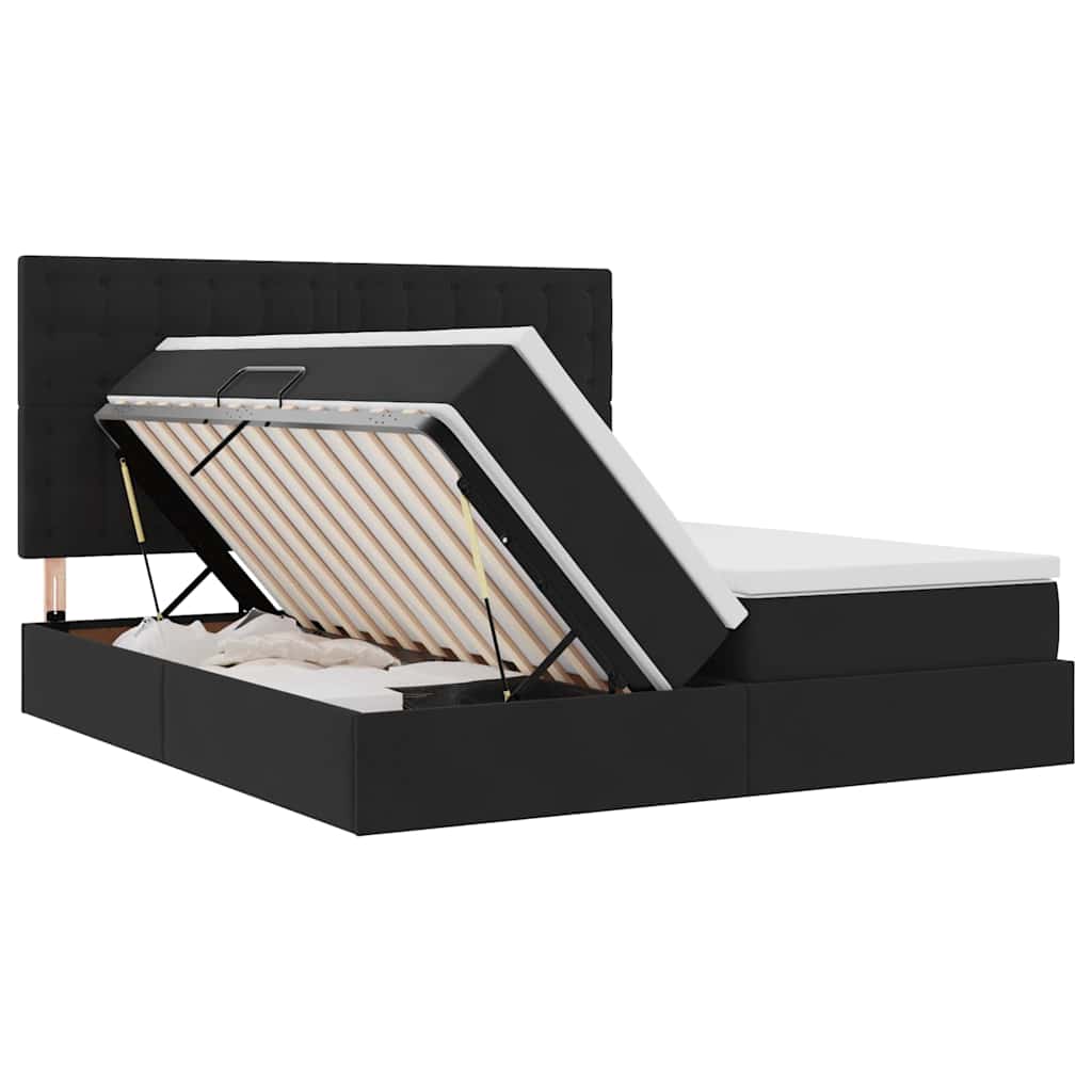 Letto con luci a strisce a LED Nero 180 x 200 cm Velluto 3372907